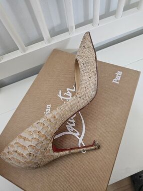 Christian Louboutin Beige Snakeskin Stiletto with Red Sole